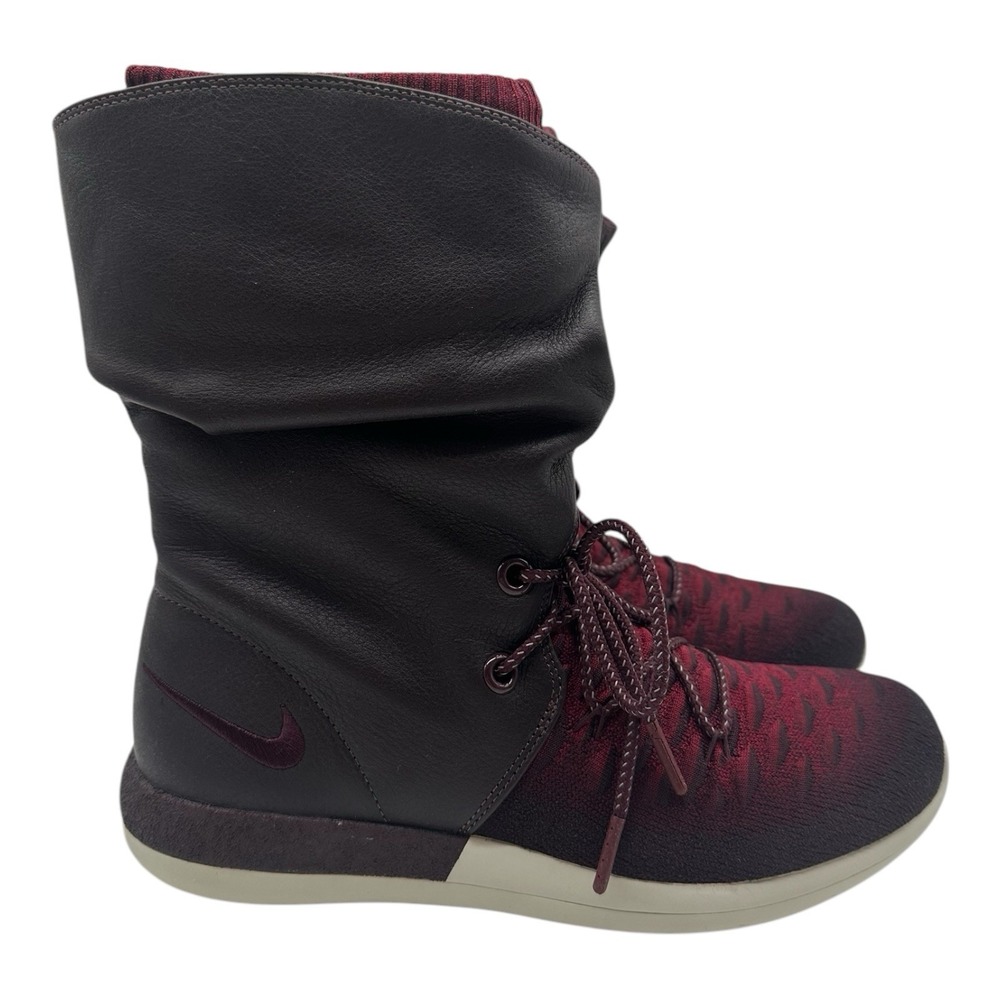 Nike Roshe Two Hi Flyknit Boots Women's Size 5.5 Deep Burgundy Red 861708-600